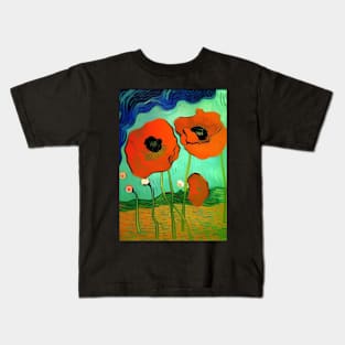 LOVELY RED POPPIES VAN GOGH STYLE Kids T-Shirt